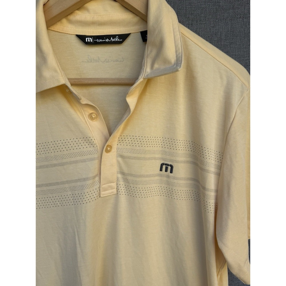 Travis Mathew Medium Golf Polo Yellow Stripes Pima Cotton Shirt Short Sleeve - Picture 4 of 7